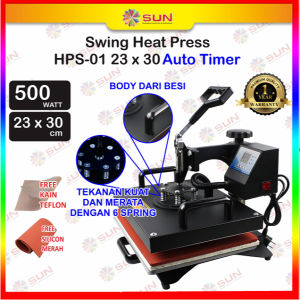 Mesin Press Kaos High Pressure 500 watt 23x30/ 29x38 /38 x 38 Swing / Putar / Combo untuk Sablon Kaos Bag Puzzle Plat Aluminium Bantal ( DTG DTF Polyflex Sublime Transfer Paper Platisol Rubber )