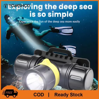 TOMSHOO Diving Headlamp Rechargeable IPX8 Water Proof Aluminum Alloy Scuba Dive Head Light for Fishing Underwater Work