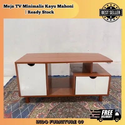 Meja TV Minimalis Kayu Mahoni — Rak Serbaguna untuk Ruang Tamu / Living Room Cabinet