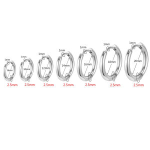 1 PC 8-16mm Cartilage Round Earring Stainless Steel Small Hoop Earrings Fashion Mens Earrings