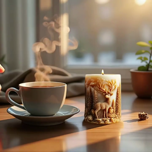 Professional Silicone Cylinder Mold with Christmas Embossed Deer Forest Pattern For Detailed Shape Craft Project