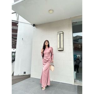 Dress Satin Silk Premium Baju Fashion Wanita Kondangan Gaun Slim Body Fit Duyung Mermaid Kekininan