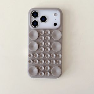 For iPhone 17 Pro Max 16 15 14 13 12 Creative Big Suction Cup Kickstand Soft Silicone Skin-Friendly 3D Shockproof Phone Cover