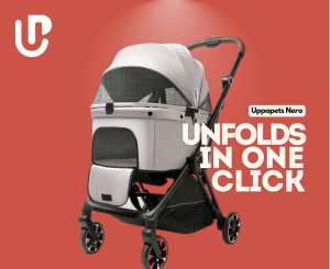 <Yobear & Co.> Uppapets Nero One Click Foldable Fashionable Compact Pet Stroller Easy Use For Pets Cats Dogs