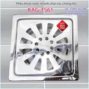 [HCM]Phễu thoát sàn 15x15cm KAG-TS61 (D6cm) chống mùi hôi inox 304 hố ga thoát sàn 15x15cm cho ống D60mm mặt hoa cúc chống mùi hôi thoát nhanh chặn tóc tốt