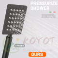 KOYOT 304 Stainless Steel Matte Black Bathroom Hot and Cold Square Shower Set with Rainfall Shower Head High Pressure Toilet Bidet Sprayer Storage Shelf Telephone Shower Head Four Way Wall Mounted Height adjustable 360 ° rotation Cold and Hot Water. 