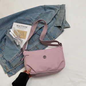 Lightweight Nylon Crossbody Bag for Women - Minimalist Casual Hobo Bag (Solid Color)