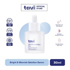 TAVI 10% Niacinamide + Zinc Bright & Blemish Solution Serum | Serum Wajah 30ml | Mencerahkan Kusam