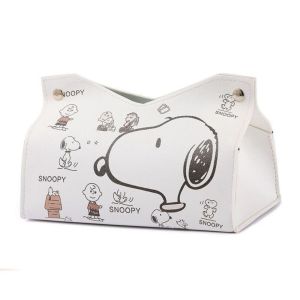 MARISSAWI Cartoon Snoopy Tissue Box Waterproof Wear Resistant Napkin Holder Practical PU Leather Paper Drawer Box for Home