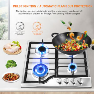 HOTBAO 4 Burners Built-In Gas stove Cooktop with Anti-Melt Metal Knob Easy To Clean