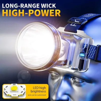 Headlamp LED 500W Penerangan Terus Menerus Selama 800 H Senter Super Terang Lampu Depan Luar Yang Kuat Lampu Depan Tahan