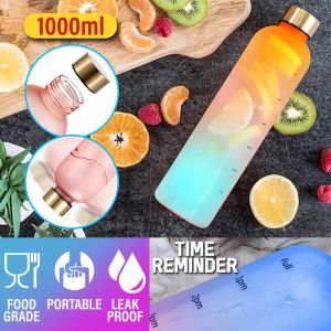[Sell Zone] [ 1000ml ] Tritan Gradient Color Drinking Bottle Time Management / Botol Minuman Urus Masa / 新品渐变色时间刻度杯(塑料 水壶)1000ML