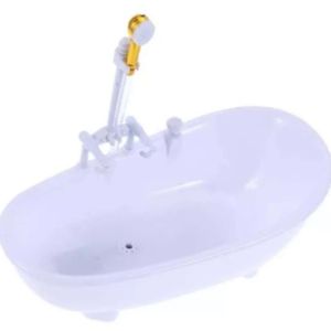 BEIBEI Spraying Water Electric Bathtub Pretend Toy Playing House Mini Bathroom Tub Creative Plastic Kids Bathing Toys Dollhouse Furniture