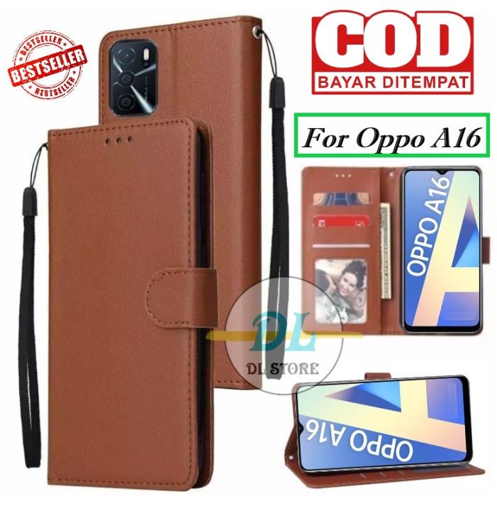 Custodia Portafoglio In Pelle Per Oppo A16 (CPH2269/CPH2275) - Cover Flip Case Con Slot E Cavalletto, Colore Marrone - 3