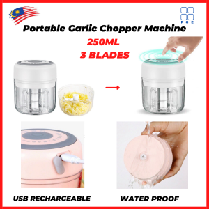 【250ML 3 BLADES】Portable Electric Garlic Mixer Blender Chopper Masher USB Rechargeable Wireless Ready Stock Baby Food Processor Grinder