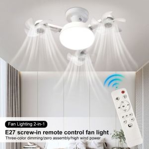 WENTIVV portable fan mini fan 2 in 1 Ceiling Fan 3 Gears Dimming Remote Control Electric Cordless Fan Modern Quiet Ceiling Lamp Dining Room