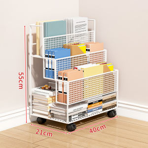 Under the Table Bookshelf Mobile Office Desk Side Bookshelf Under Table Storage Rack Portable Mobile Bookshelf With Wheels Floor Book Under the Table Storage for Bedroom office Study