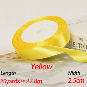 (2.5Cm/25 Yards/Roll) Satin Ribbon Gift Packing Christmas Decor Ribbons Roll Fabric Bouquet Ribbon