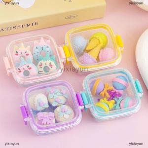 [COD] yixiayun Creative Lunch Box Eraser Set Various Lovely Eraser Soft Pencil Eraser School Students Stationery Supplies Exquisite Prize Gifts