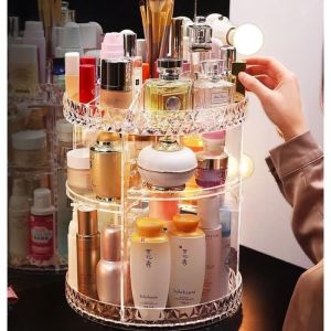 Rak Kosmetik Diamond Acrylic Putar 360 Derajat Make Up Organizer