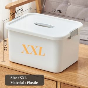 Johor Seller |Household storage box plastic household clothes quilt finishing box toy storage box extra large storage box
