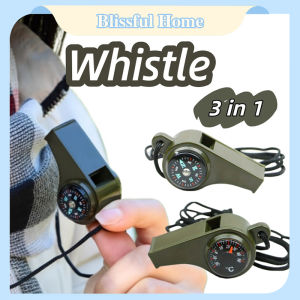 3-in-1 Emergency Survival Whistle Outdoor Plastic Whistle Survival Compass Referee Tool for Portable Camping Hiking Fishing