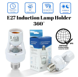 E27 Motion Sensor Led Lamp Base Socket Converter AC100-240V Light Bulb Holder Adapter Switch Adjustable PIR Human