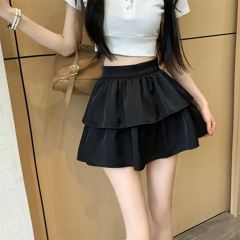 High Waist Black Mini Skirt Ruffle Ruched Skirt Black Velvet Skirt