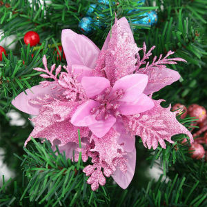Hiasan Bunga Cantik Pohon Natal Bunga Glitter Christmas FLW-AAA