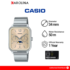 Jam Tangan Pria Casio To the Moon MTP-M305D-9A Gold Dial Silver Stainless Steel Band