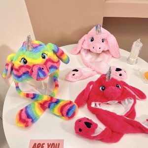 TESDFD Kuromi Jumping Up Cap Mario My Melody Ear Moving Hat Funny Plush Plush Hat Toys Birthday Gifts