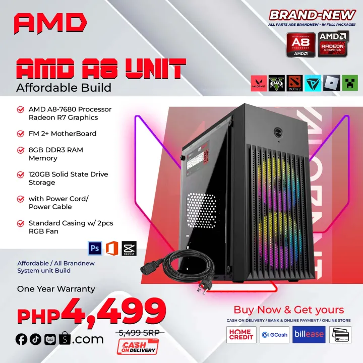 Amd Cpu Casing BRANDNEW System Unit CPU Standard Casing-AMD A8 7680 3.5ghz-8gb DDR3 ...