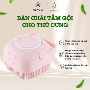 Bàn chải tắm cho chó mèo Julyhouse tạo bọt massage và có chỗ đựng sữa tắm (màu ngẫu nhiên) - AZAGO