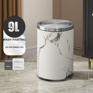 9L/15LInk painting leather shake lid trash can double metal trash can for bathroom,bedroom,living room
