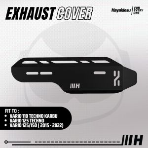 Cover Knalpot Sporty Hayadesu untuk Vario 110/125 Techno Karbu & 125/150 2015-2022 - Warna Hitam Berkilau