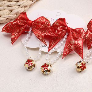 BEAUTYLADIES 2pcs Tassel Baby Wig Hairpin Curly Chinese Style Childrens Bow Wig Hair Accessories Fluffy Red Bowknot Hairclip New Year Festive