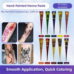 OKDEALS Semi-permanent Henna Tattoo Cream Temporary Black Brown Henna Paste Cone Henna Tattoo Cream Easy-To-Use Temporary Tattoo Paste Temporary Tattoo