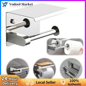 Simple Installation Stainless Steel Toilet Paper Holder Wall Mount Punch-Free Bathroom Accessories Stylish Silver