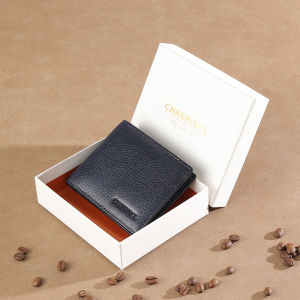 【Genuine Cow Leather/ Gift Box】CHANPINCL Brand Hot Sale Mens Wallet Luxury Original Short Tri-Fold First Layer Cowhide Purse Business Horizontal Fashion