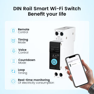 WiFi Circuit Breaker 32A | Remote Control Via Mobile App | 3 Timer Modes For Appliances | Fire Safety & Brownout Protection