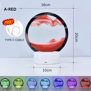 Ready Stock 3/7 Colour Moving Sand Quicksand 3D Art Aesthetic Table Lamp Rechargeable USB Battery LED Light Adjustable Brightness Dimmable Nordic Modern Minimalist Decoration Bedroom Office Night Light Sleep Bedside Table Lampu Tidur Lampu Meja Tepi Katil