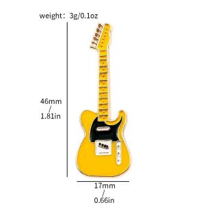 FGJEB Cartoon Guitar Brooch Funny Rock Band Guitar Enamel Pins Clothing Accessories Metal Guitar Lapel Badge Denim Shirt