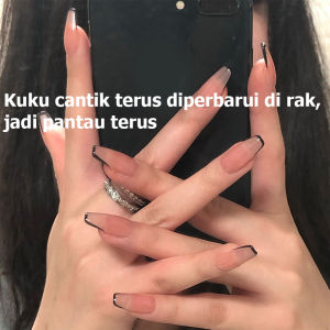 24pcs French Ribbon Wear Long Paragraph Fashion Manicure Patch False Nails Save Time Wearable Nail Patch