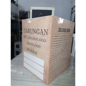 Celengan Target Jumbo Besar+Kunci Termurah Tempat Nabung Uang Celengan Besar Bahan Kayu Unik 15X15X20 Cm COD
