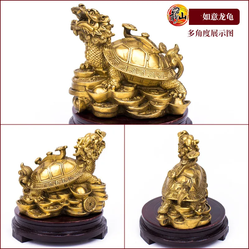 龍龟FENG SHUI 风水开光招財黄铜实心龙龟子母龙头龟/ 新年神神料FENG