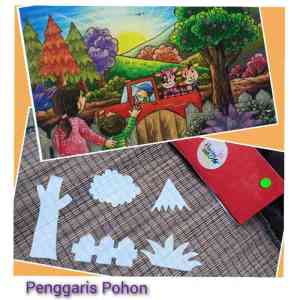 Set Penggaris Pohon 5 Model Cetakan Pohon Peralatan Menggambar