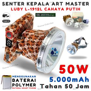 Senter Kepala Tahan Lama 50 Jam Luby L-1912L 80W Super Terang Cahaya Putih / Kuning L-1912K | Headlamp Outdoor 50 Watt Dilengkapi Baterai Polymer 5.000mAh Tahan 50 Jam- Senter Outdoor 2 Warna | Bisa Cod | TC