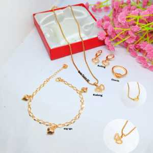 KALUNG TITANIUM LOVE 2 PERMATA  (1 SET) ANTI LUNTUR & ANTI KARAT (COD)