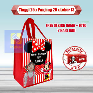 (40 PCS) Tas ultah muat KFC tas ultah murah tas ulang tahun anak free nama dan foto tas souvenir ultah tas berkat tas aqiqah tas mengenang tas khajatan tas khitan