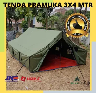 Tenda Pramuka 3x4 meter waterproof kapasitas 8 10 12 15 orang belantara adventure fullset plus tiang